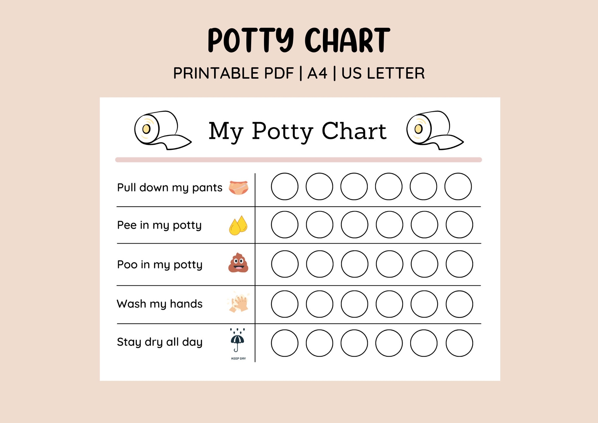 Printable Cute Potty Training Chart Sticker Chart Printable Reward 
