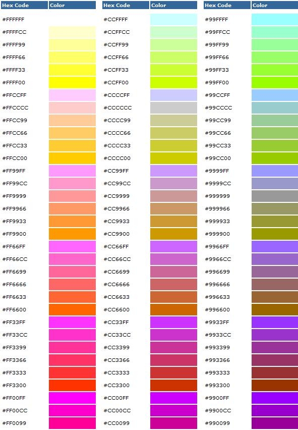 Printable Hex Code Chart Printable New Year Banners