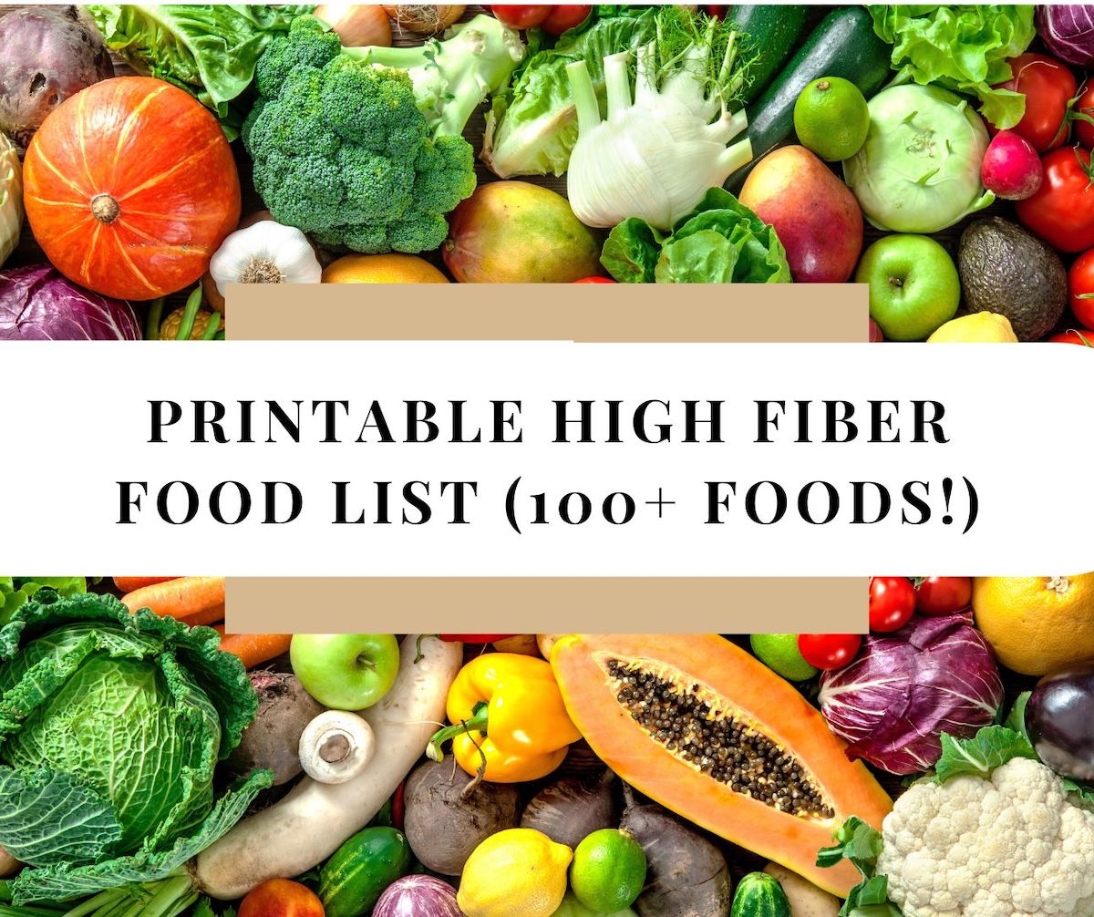 Printable High Fiber Foods Chart