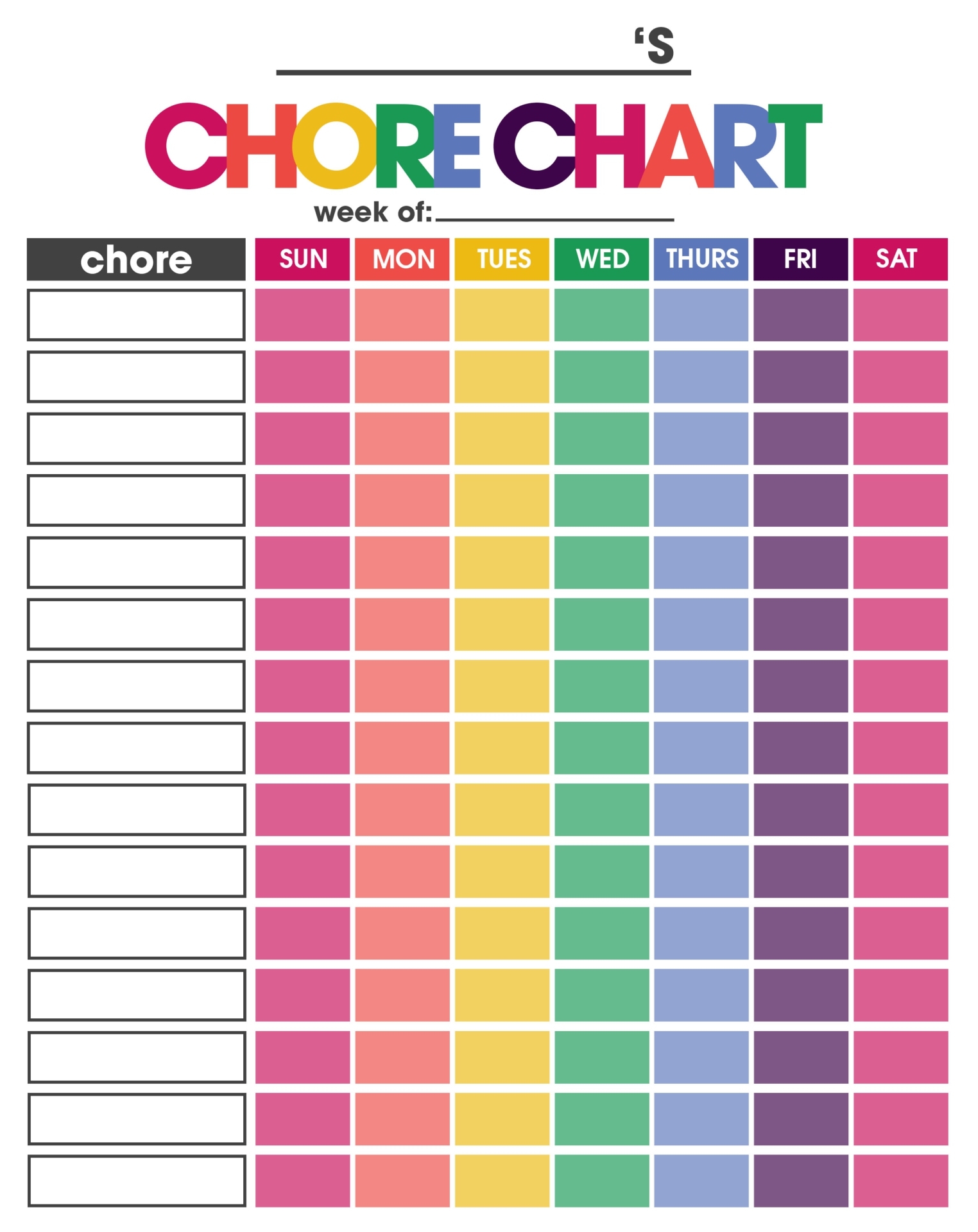 Printable House Chores Chart PrintableChoreCharts