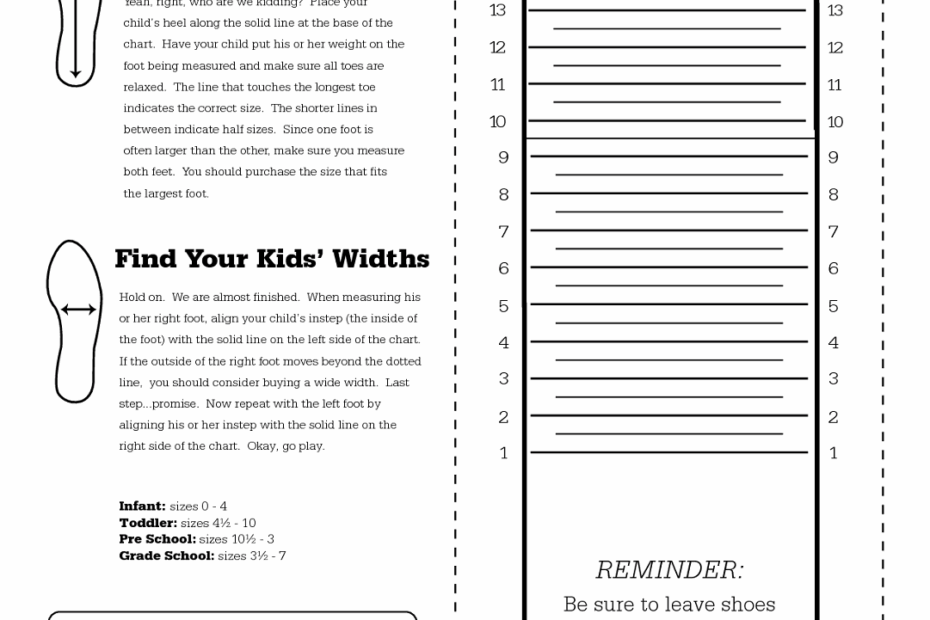 Printable Infant Shoe Size Chart Free Printable Chart