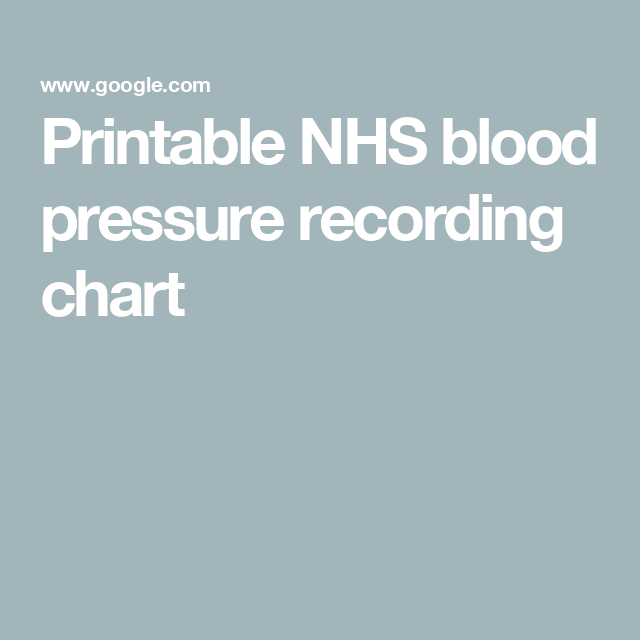 Printable NHS Blood Pressure Recording Chart In 2024 Blood Pressure 