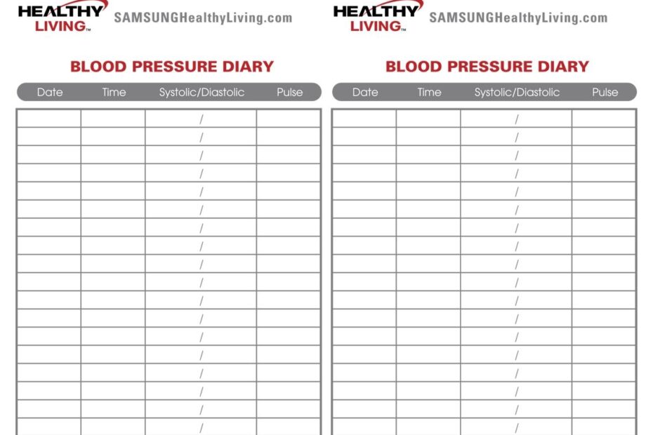 Printable Nhs Blood Pressure Recording Chart Nolfology