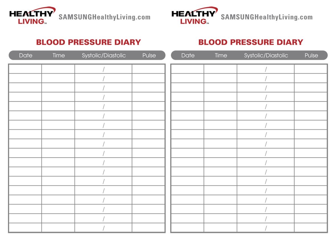 Printable Nhs Blood Pressure Recording Chart Nolfology