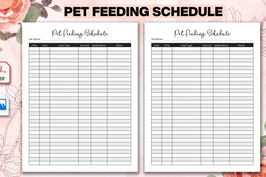 Printable Pet Feeding Chart Template Free Printable
