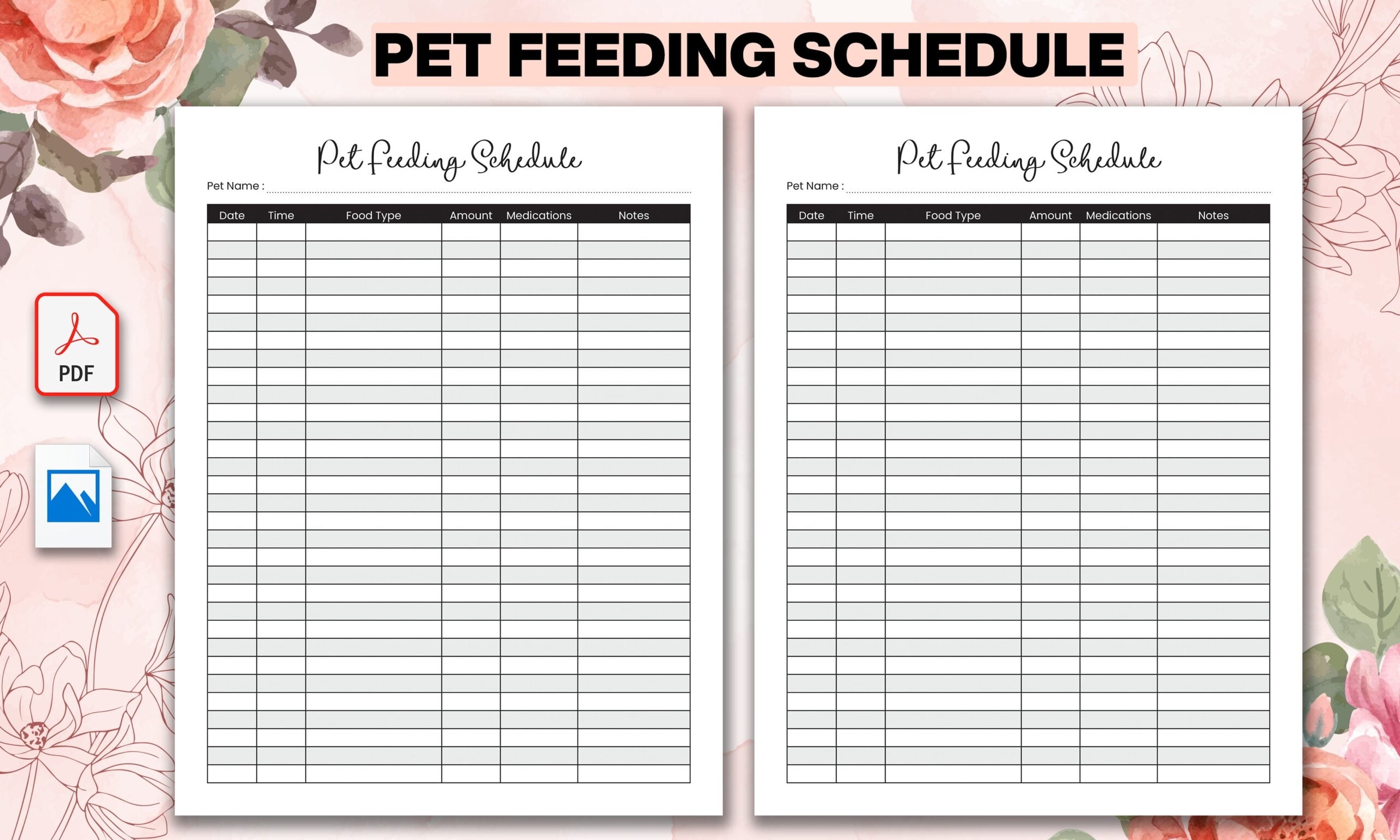 Printable Pet Feeding Chart Template Free Printable