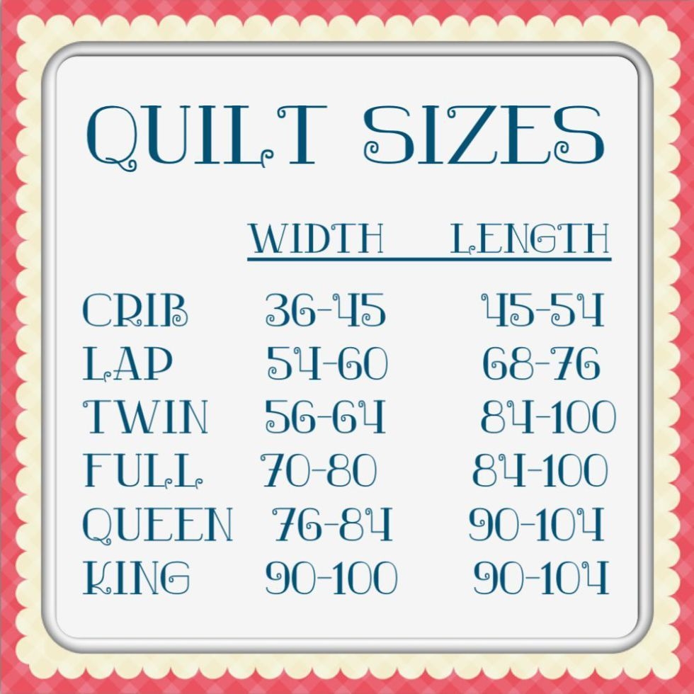 Printable Quilt Size Chart Customize And Print