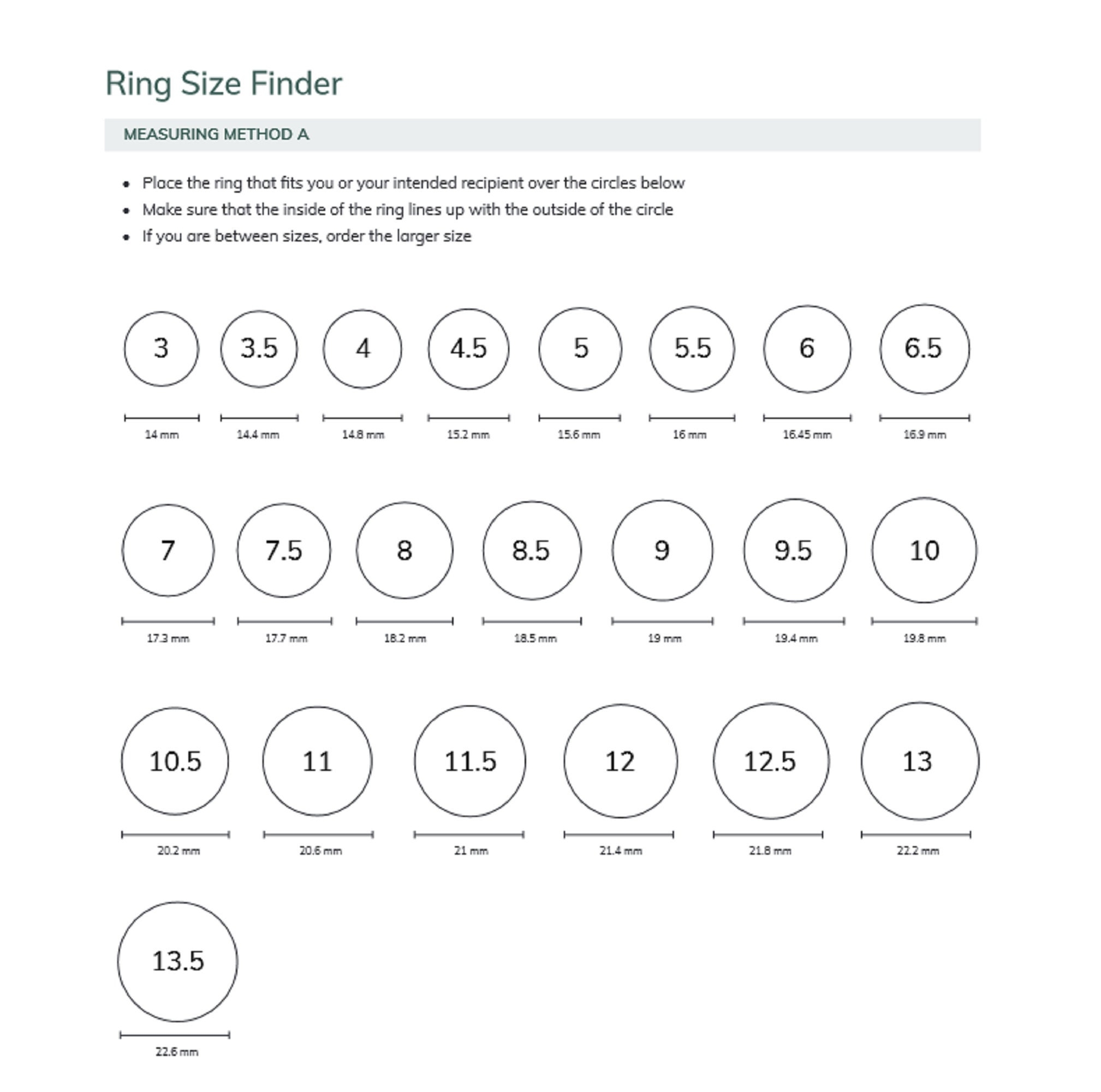 Printable Ring Sizes Chart Wholesale UK Clc cet edu