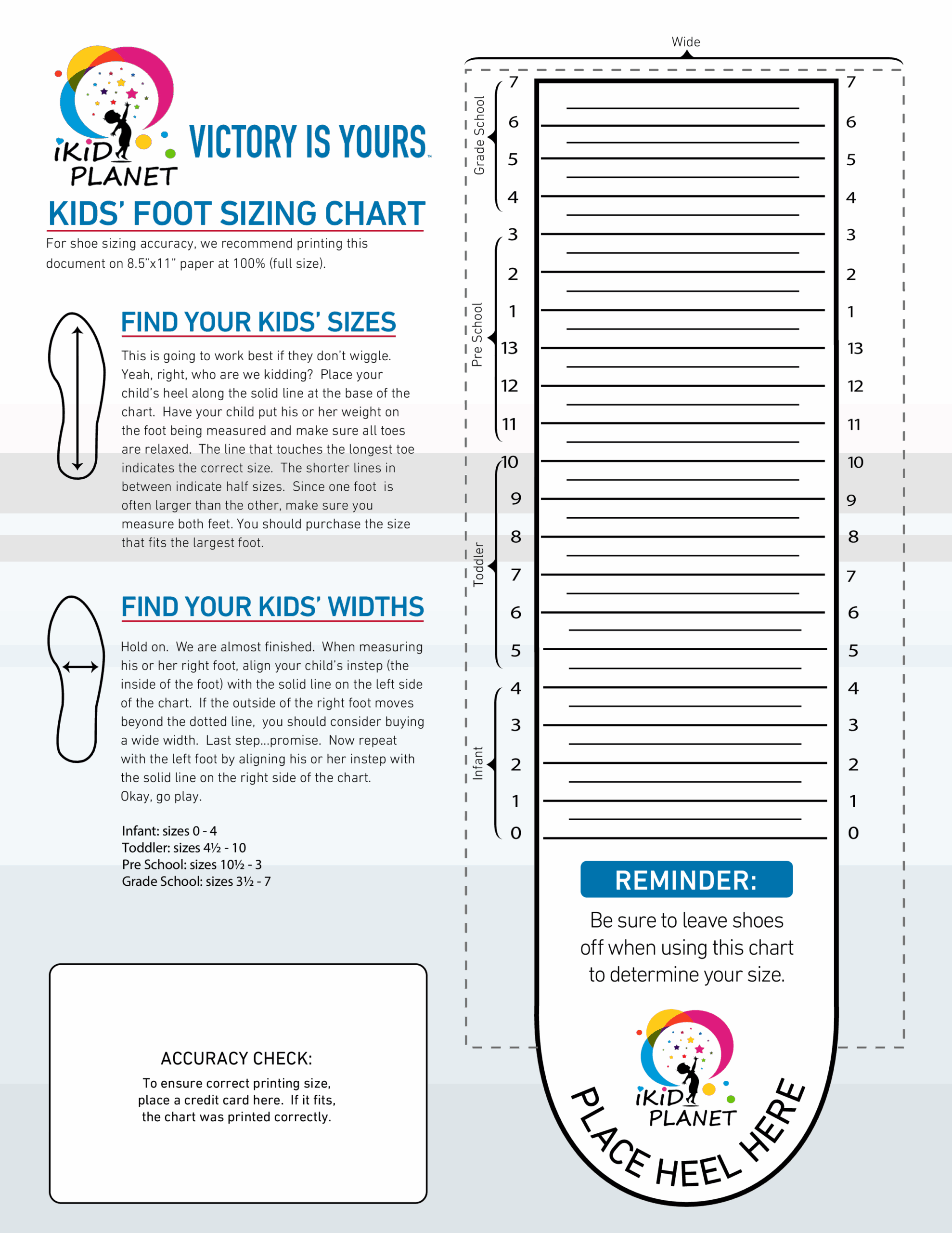 Printable Shoe Size Chart Kids Fillable Form 2024