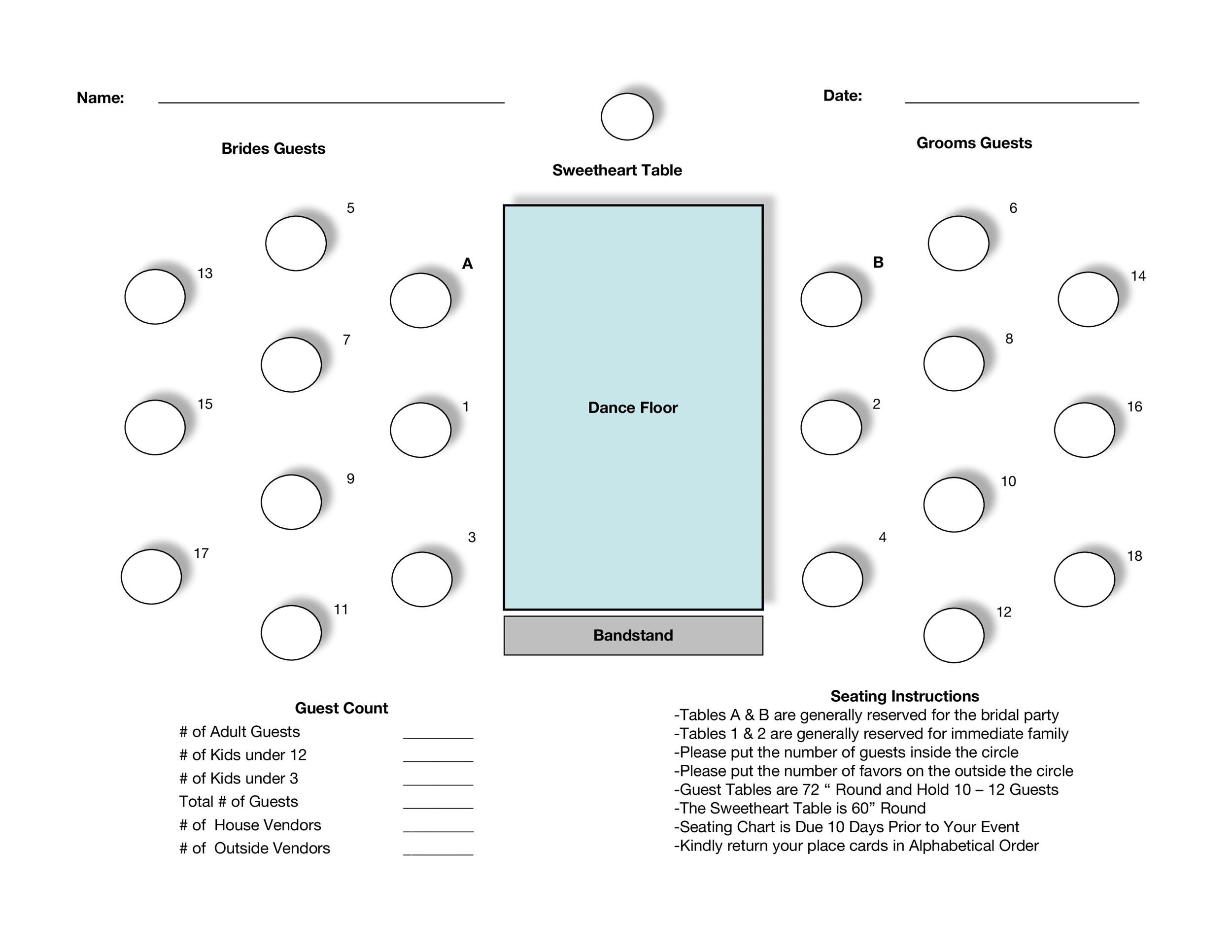 Printable Table Seating Chart Template Printable Templates