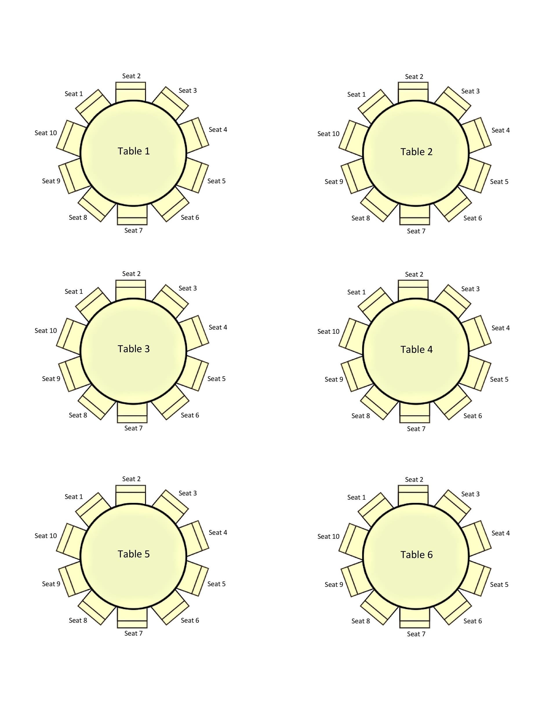 Printable Table Seating Chart Template Printable Templates