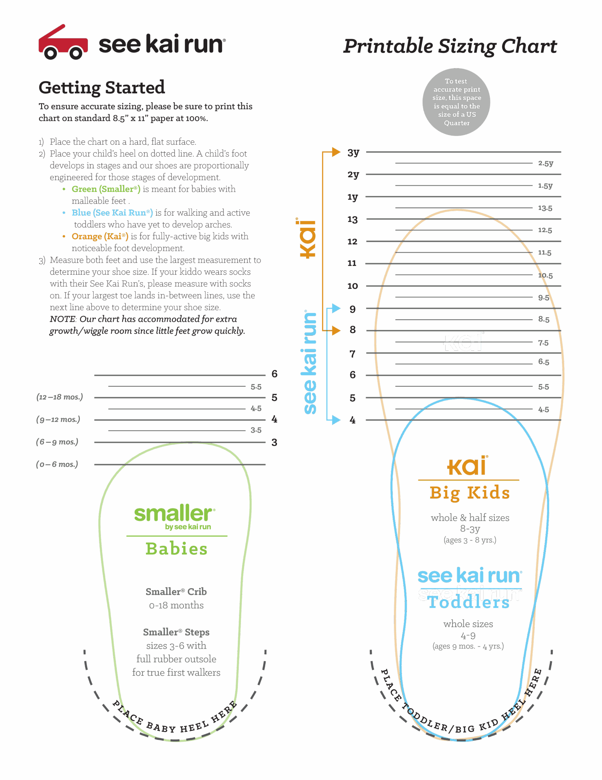 Printable Toddler Shoe Size Chart
