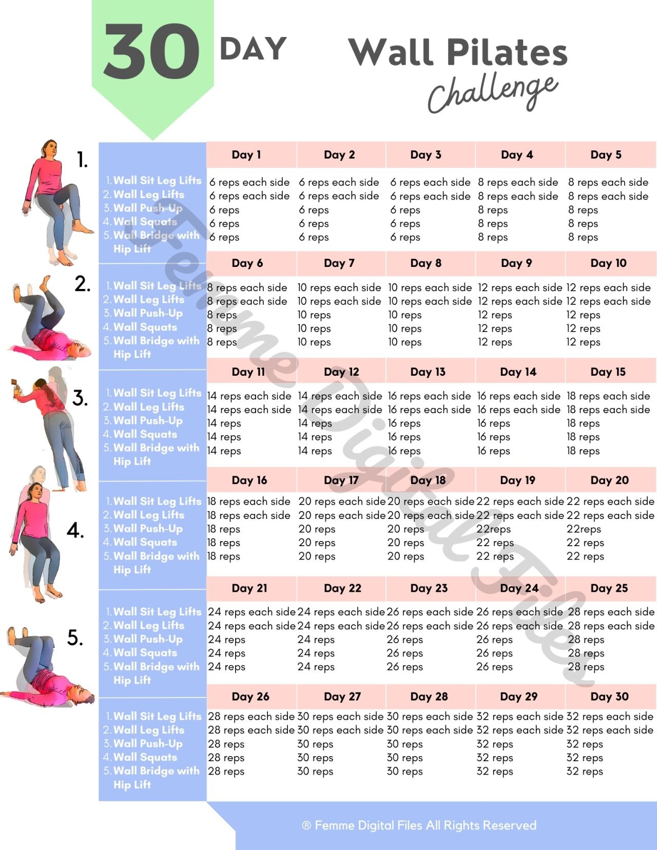 Printable Wall Pilates Chart FREE Printables