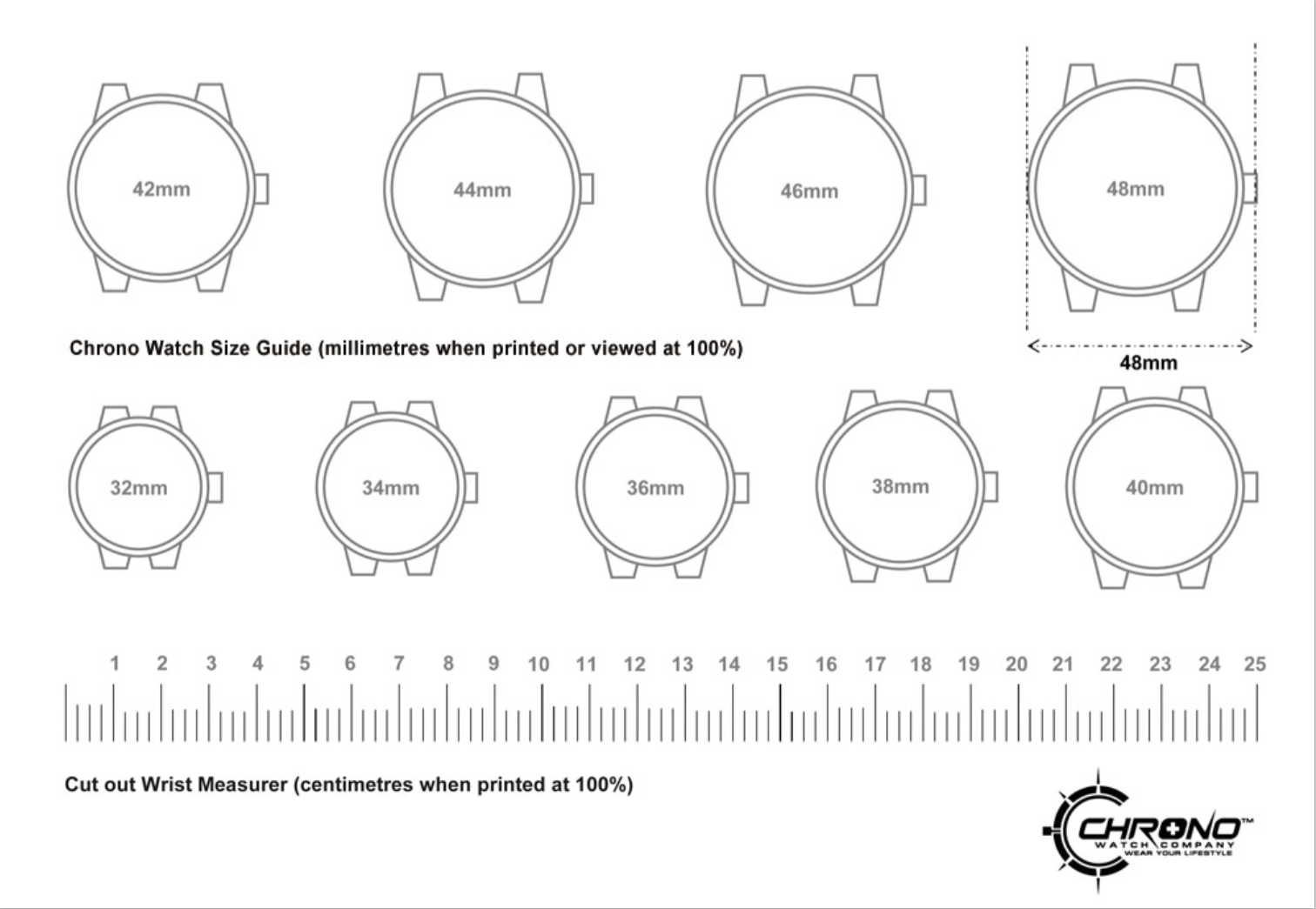 Printable Watch Band Size Chart