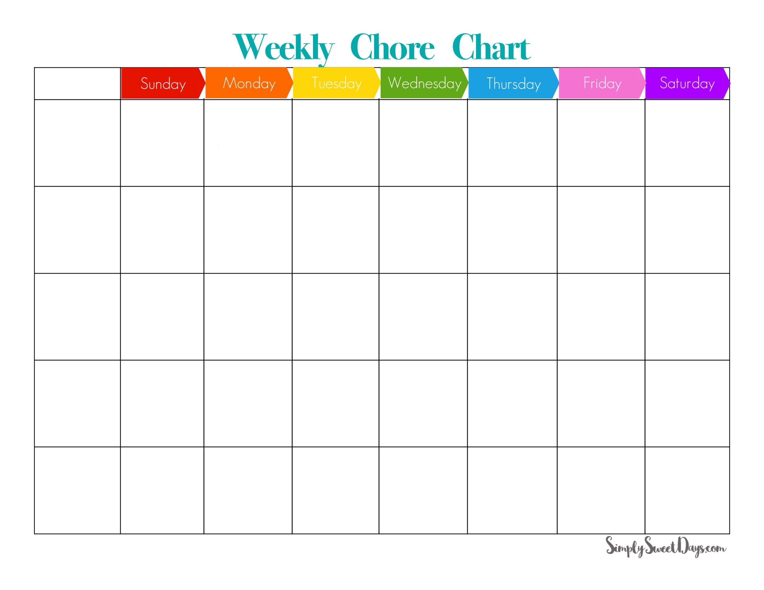 Printable Weekly Chore Chart