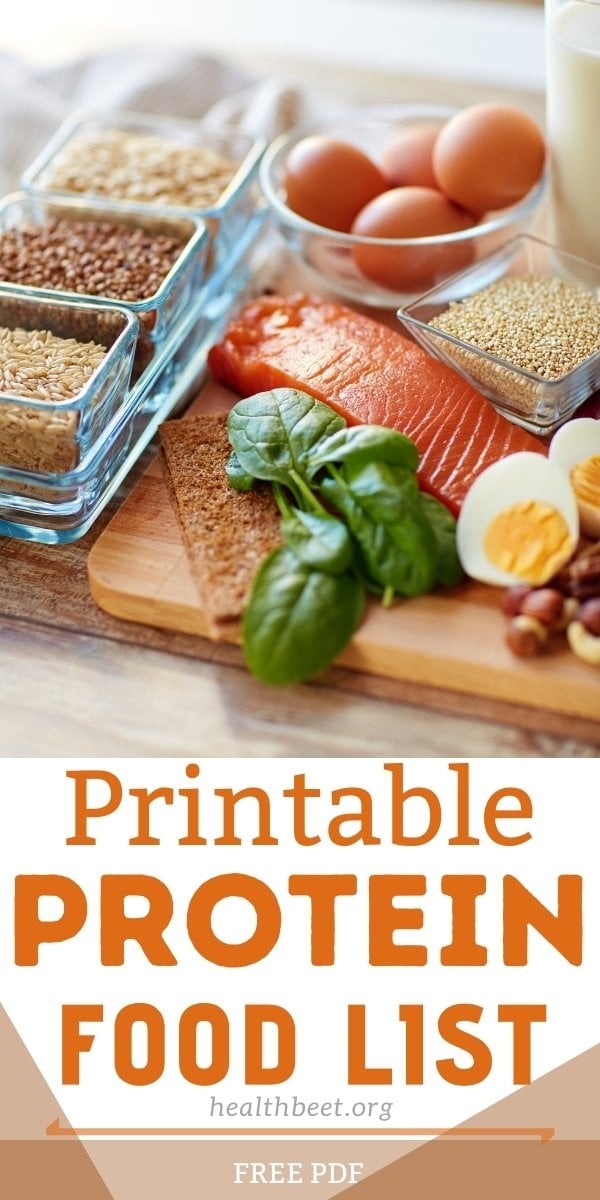 Protein Food Chart Printable