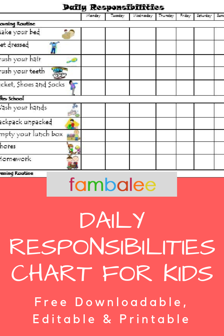 Responsibility Chart Free Printable Pages Dev