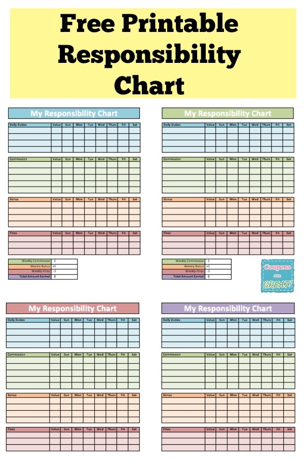 Responsibility Chart Free Printable