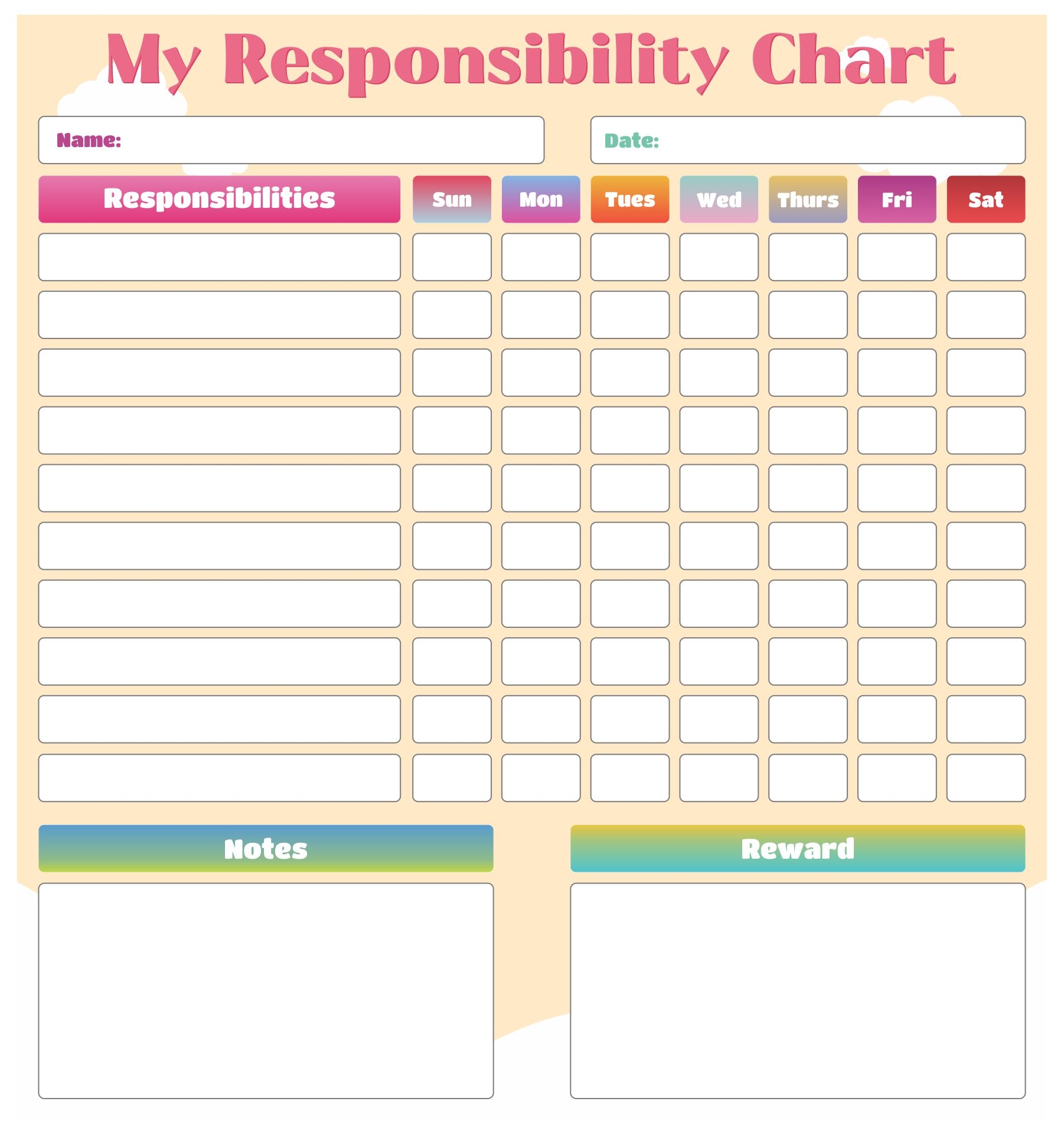 Responsibility Chore Chart 10 Free PDF Printables Printablee