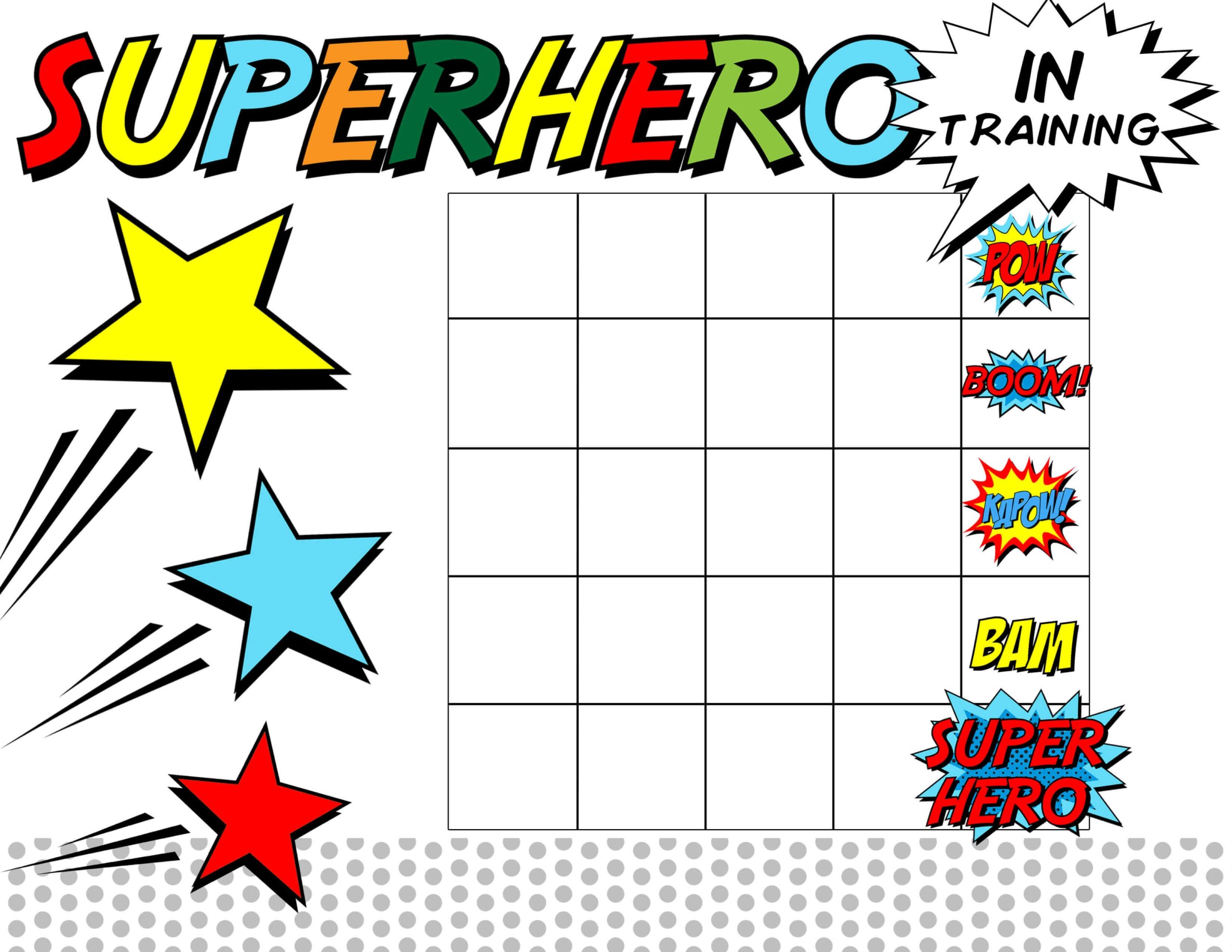 Superhero Reward Chart Printable