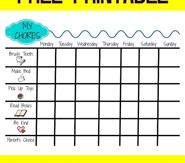Try This FREE Printable Chore Chart For Kids