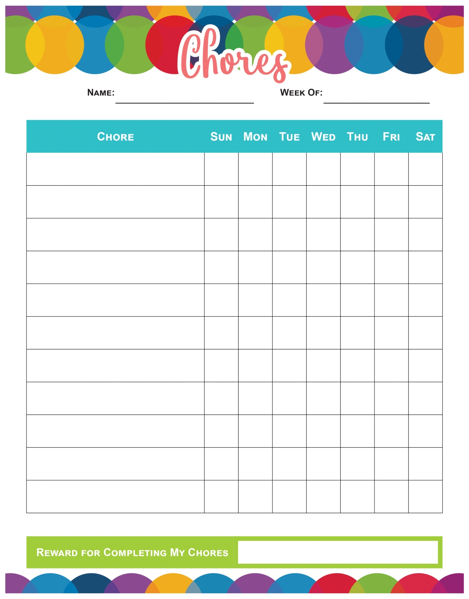 Weekly Chore Chart 10 Free PDF Printables Printablee