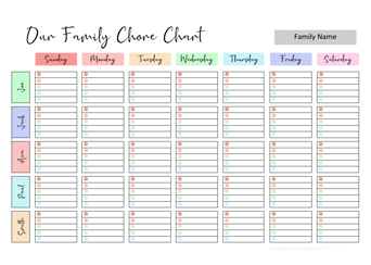 Weekly Printable Chore Chart Template Free Printable Templates