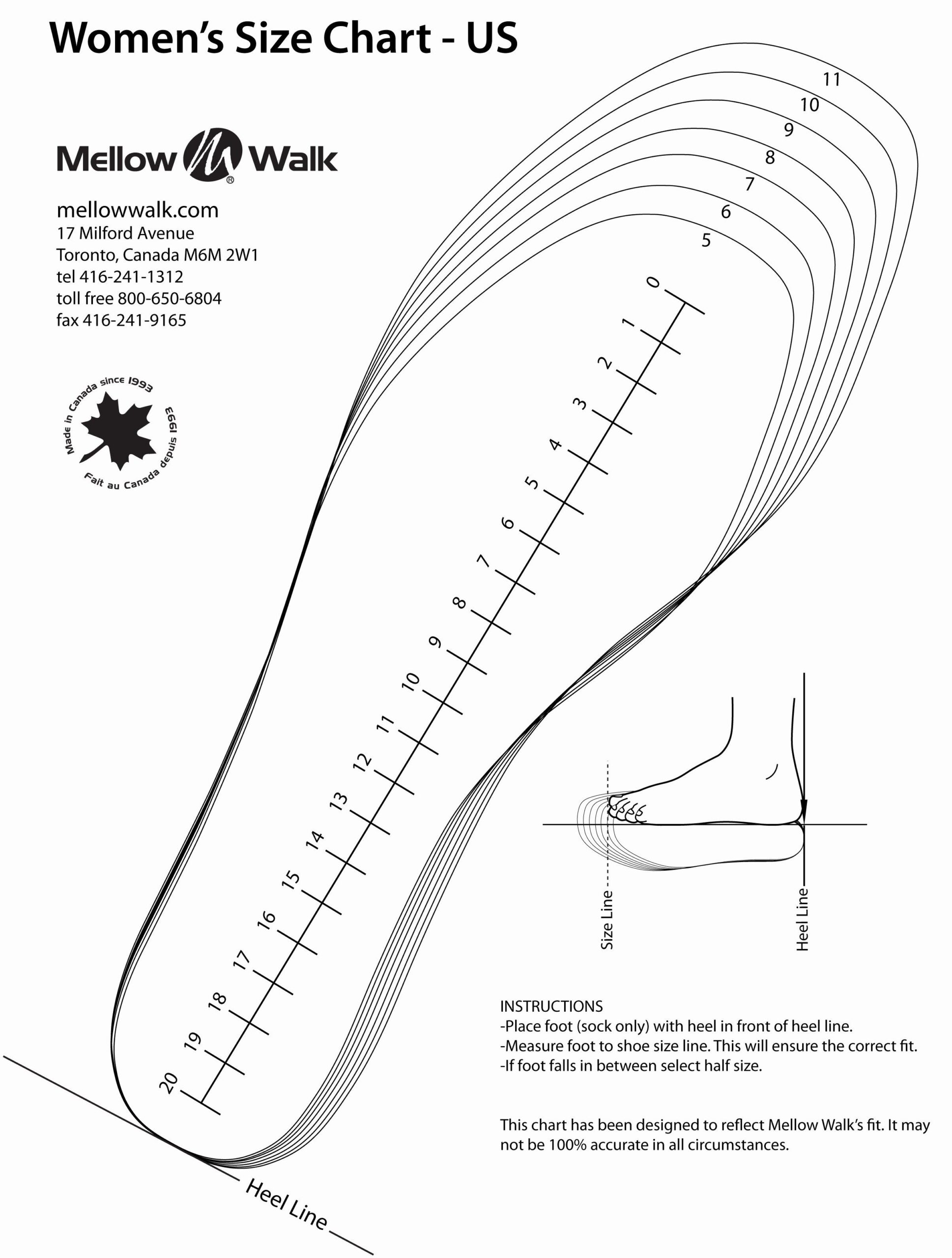 Women 39 s Foot Size Chart Printable